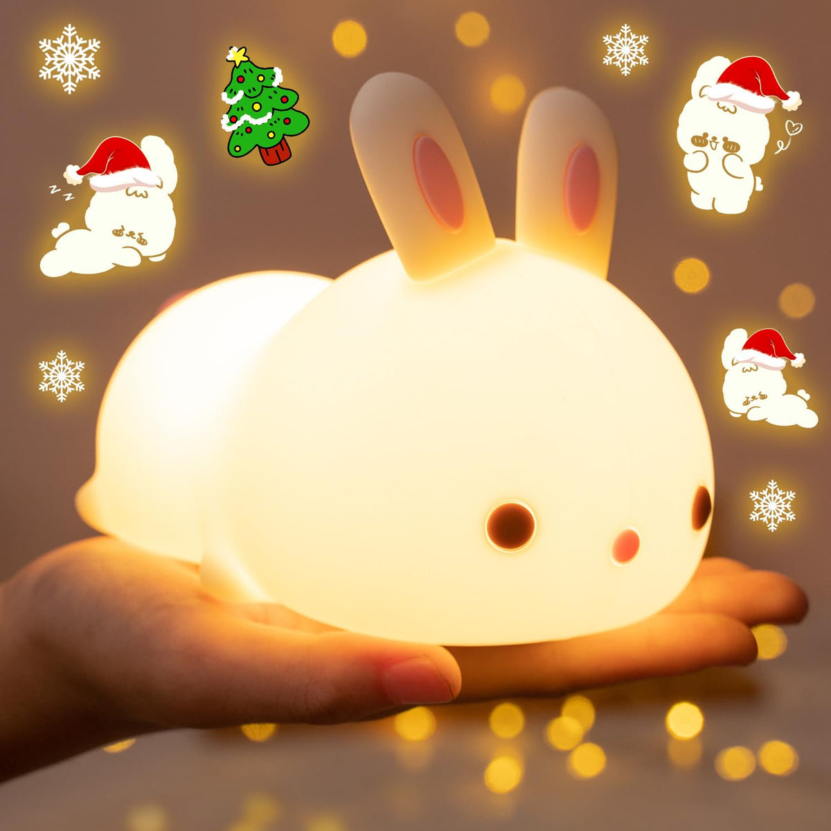 One Fire bunny night light for kids with a soft glow ideal for bedtime.