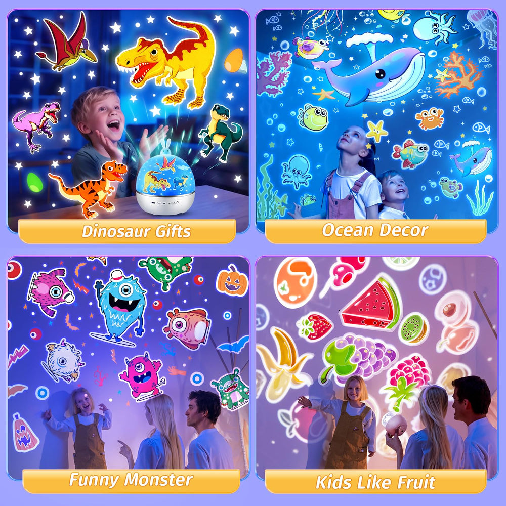 One Fire creates kid-friendly room decor with dinosaur projections and starry ceilings
