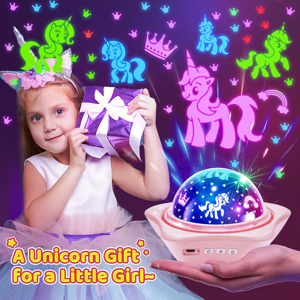 One Fire pink star unicorn lamp projecting ceiling decor for a dreamy girls room