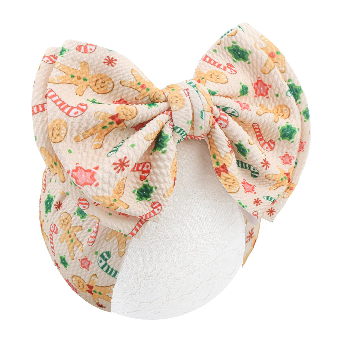 ONENINEDREAM 7-inch headband bow for baby girls with gingerbread Christmas pattern adds festive charm to outfits