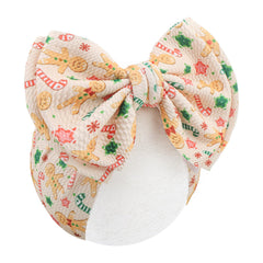 ONENINEDREAM 7-inch headband bow for baby girls with gingerbread Christmas pattern adds festive charm to outfits