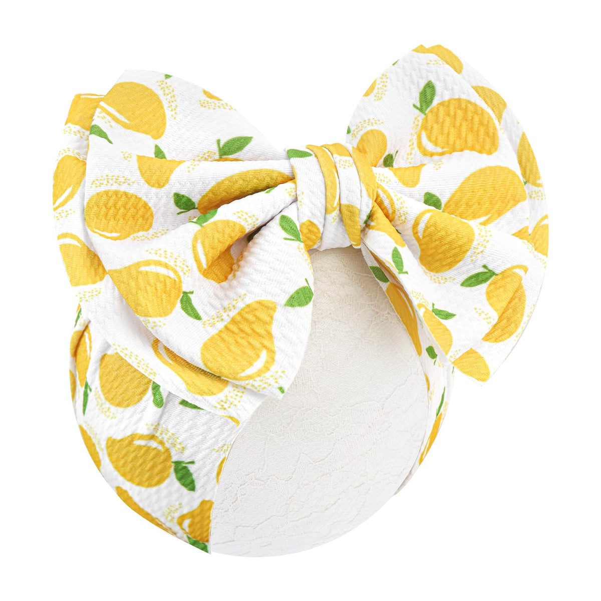 ONENINEDREAM 7inch white bows with mango pattern, gentle on delicate skin for daily wear