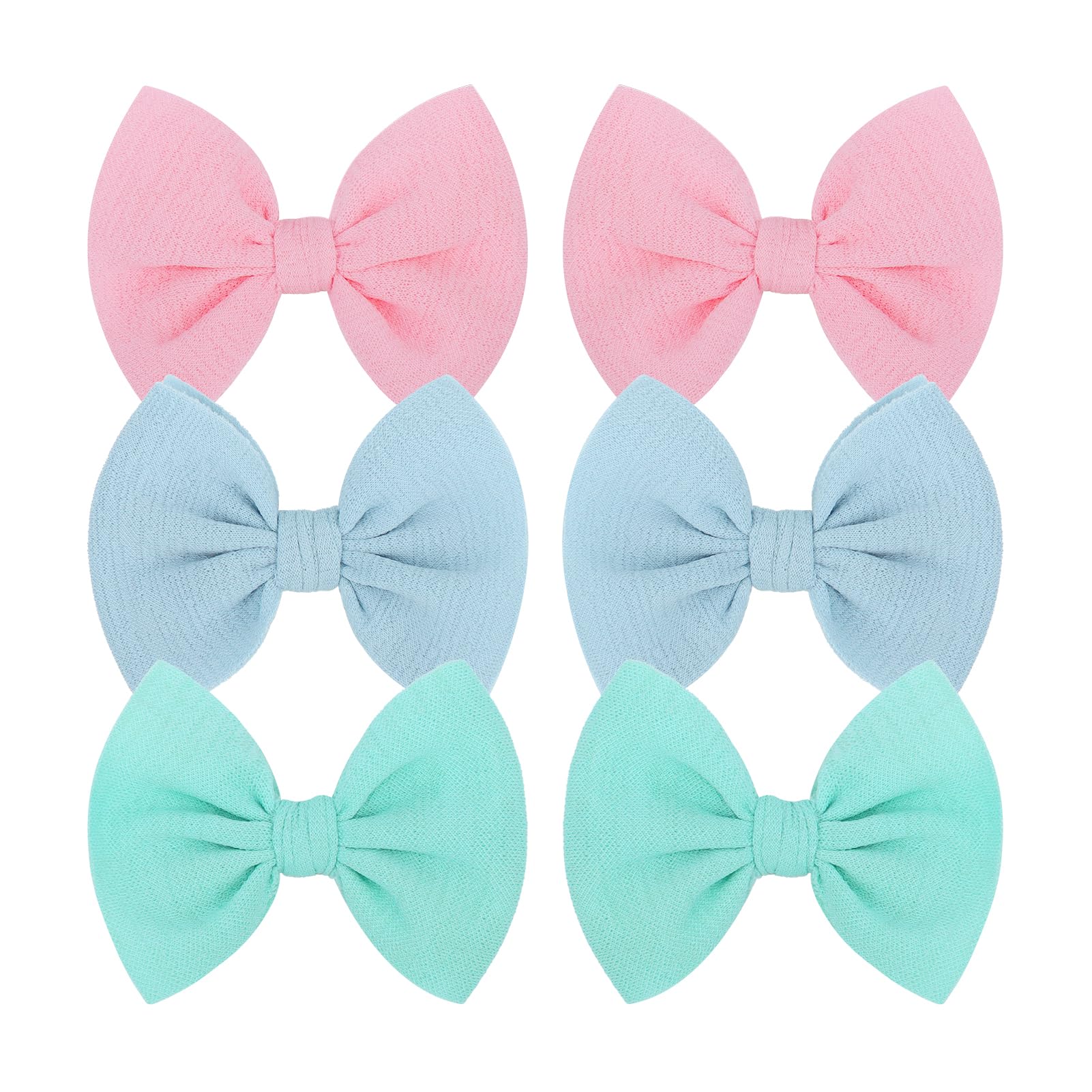 ONENINEDREAM baby bows in light blue with secure alligator clips for tiny hairstyles