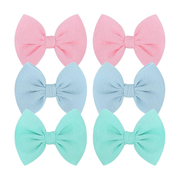 ONENINEDREAM baby bows in light blue with secure alligator clips for tiny hairstyles