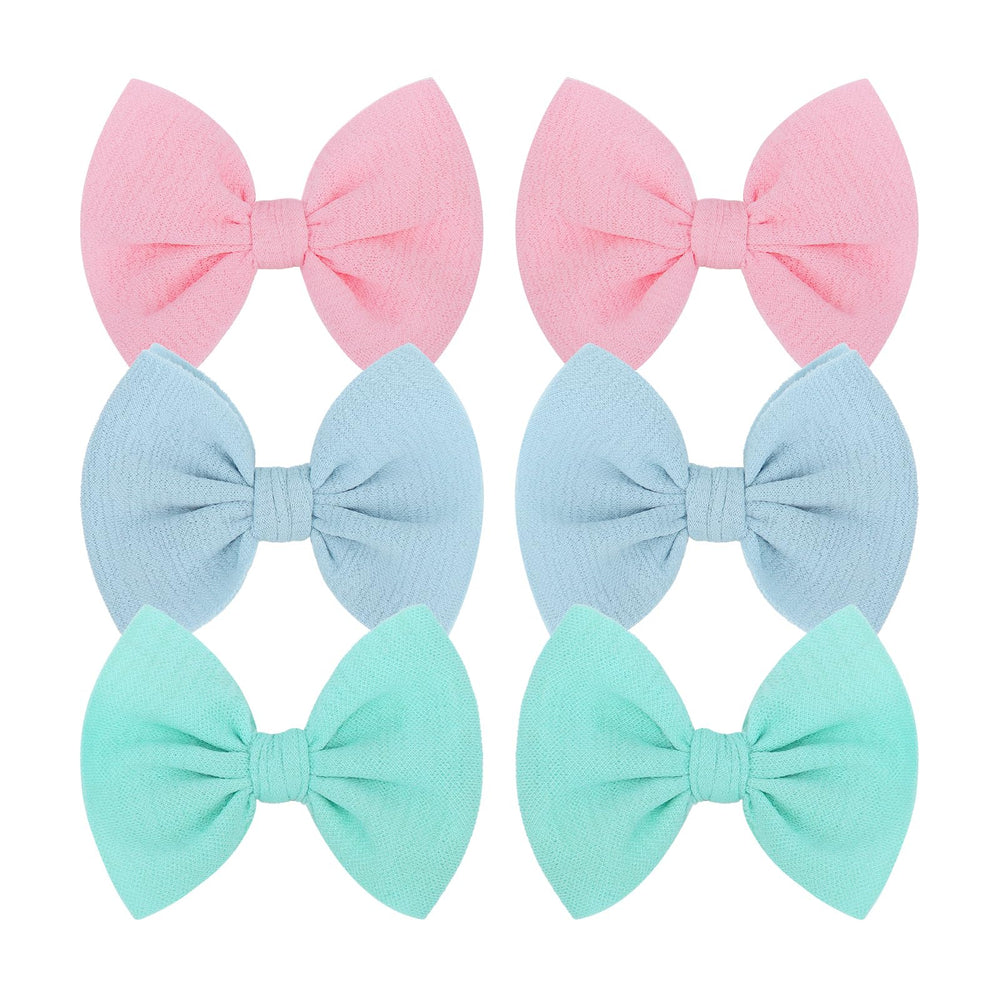 ONENINEDREAM baby bows in light blue with secure alligator clips for tiny hairstyles