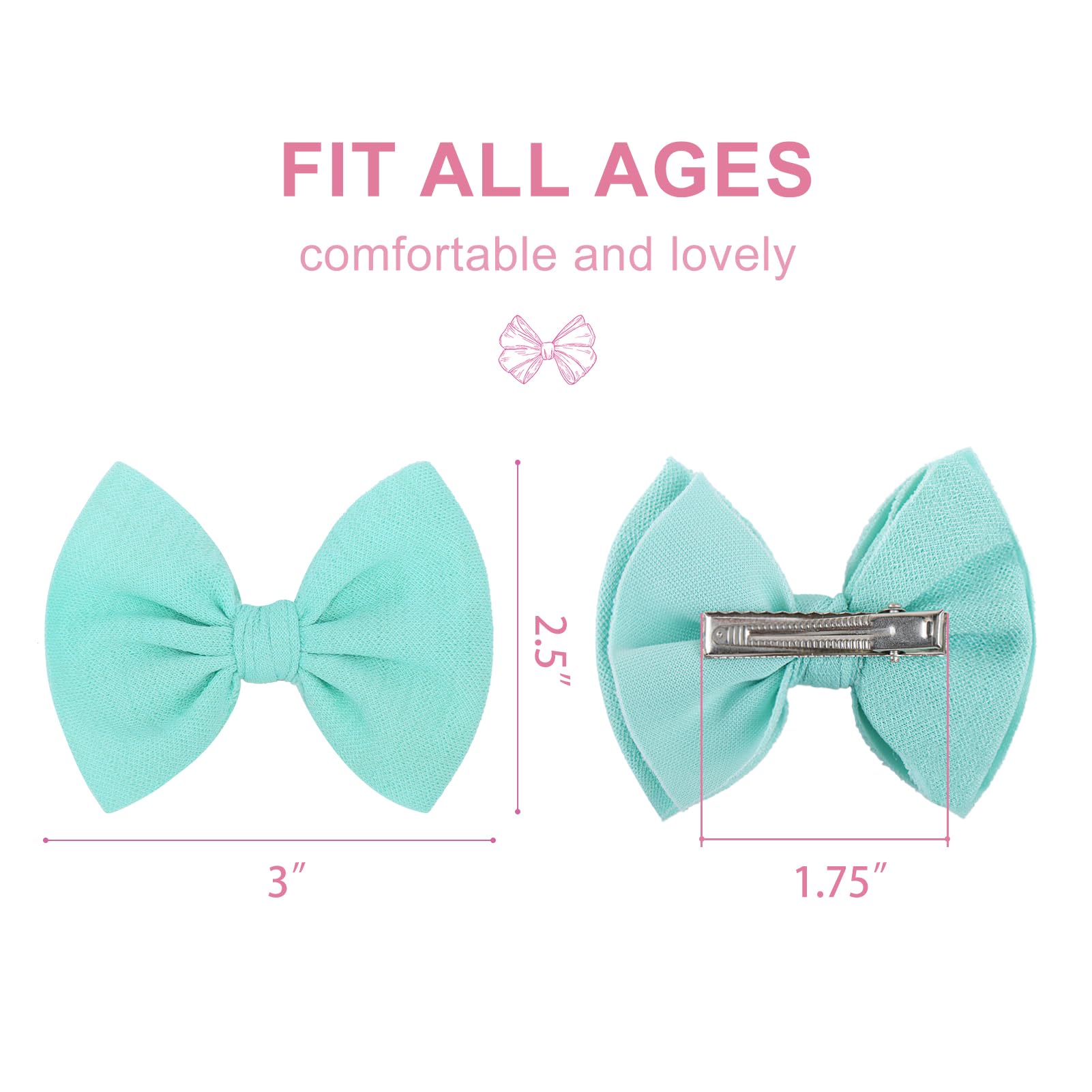 ONENINEDREAM pink bows with gentle grip for relaxed toddler styling