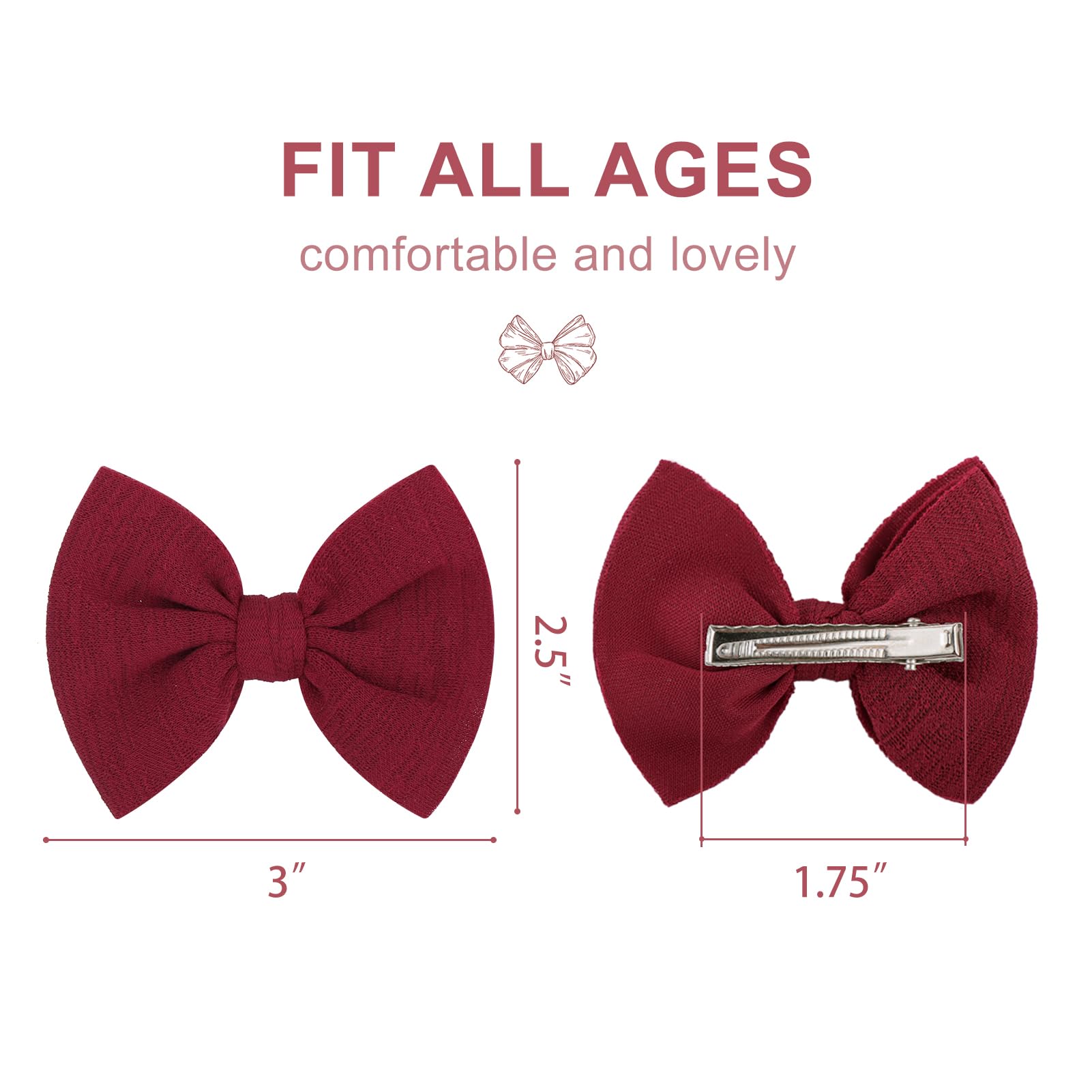 Reliable alligator clips keep bows in place through playtime and outings.