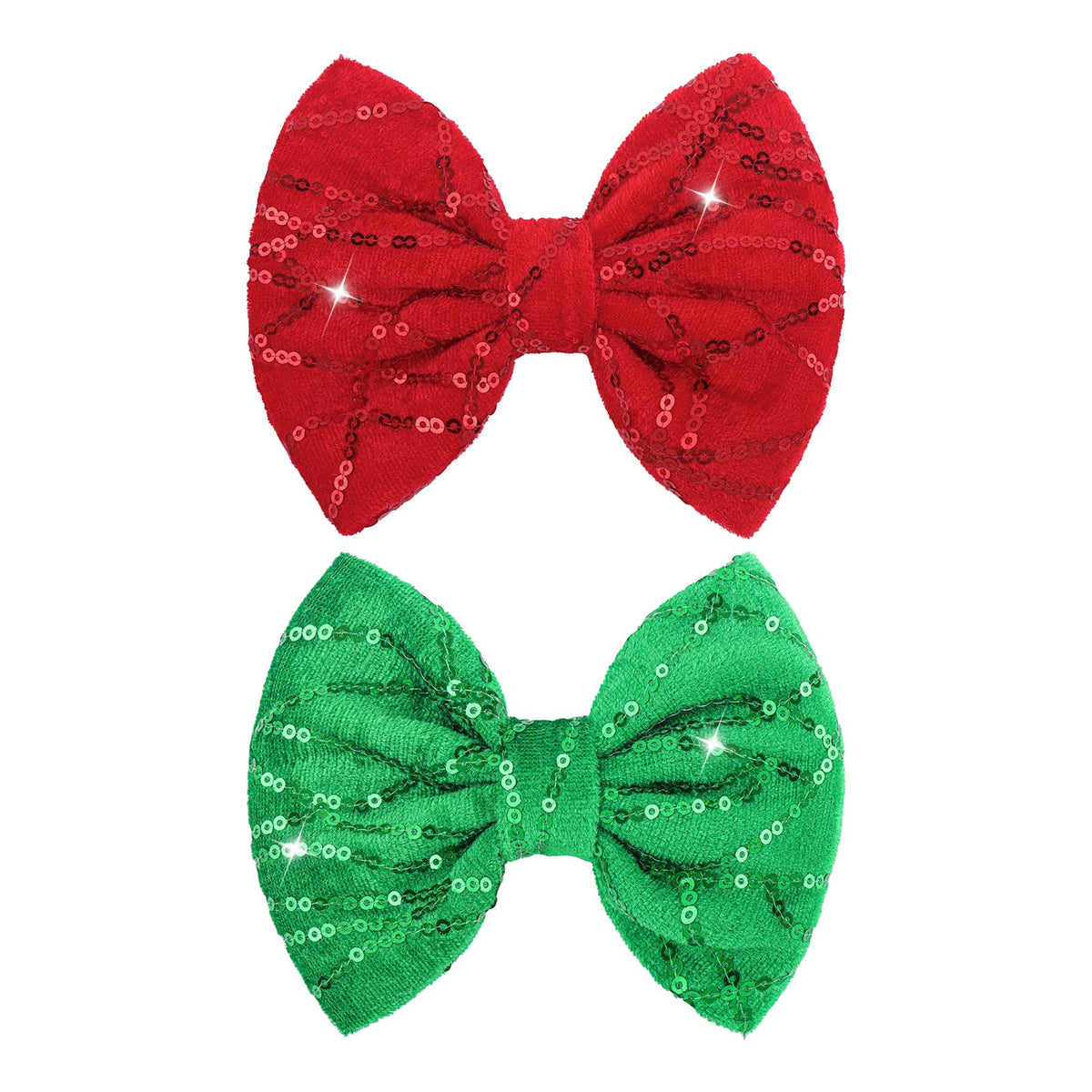 ONENINEDREAM red sequin Christmas bow clip for baby, festive look.