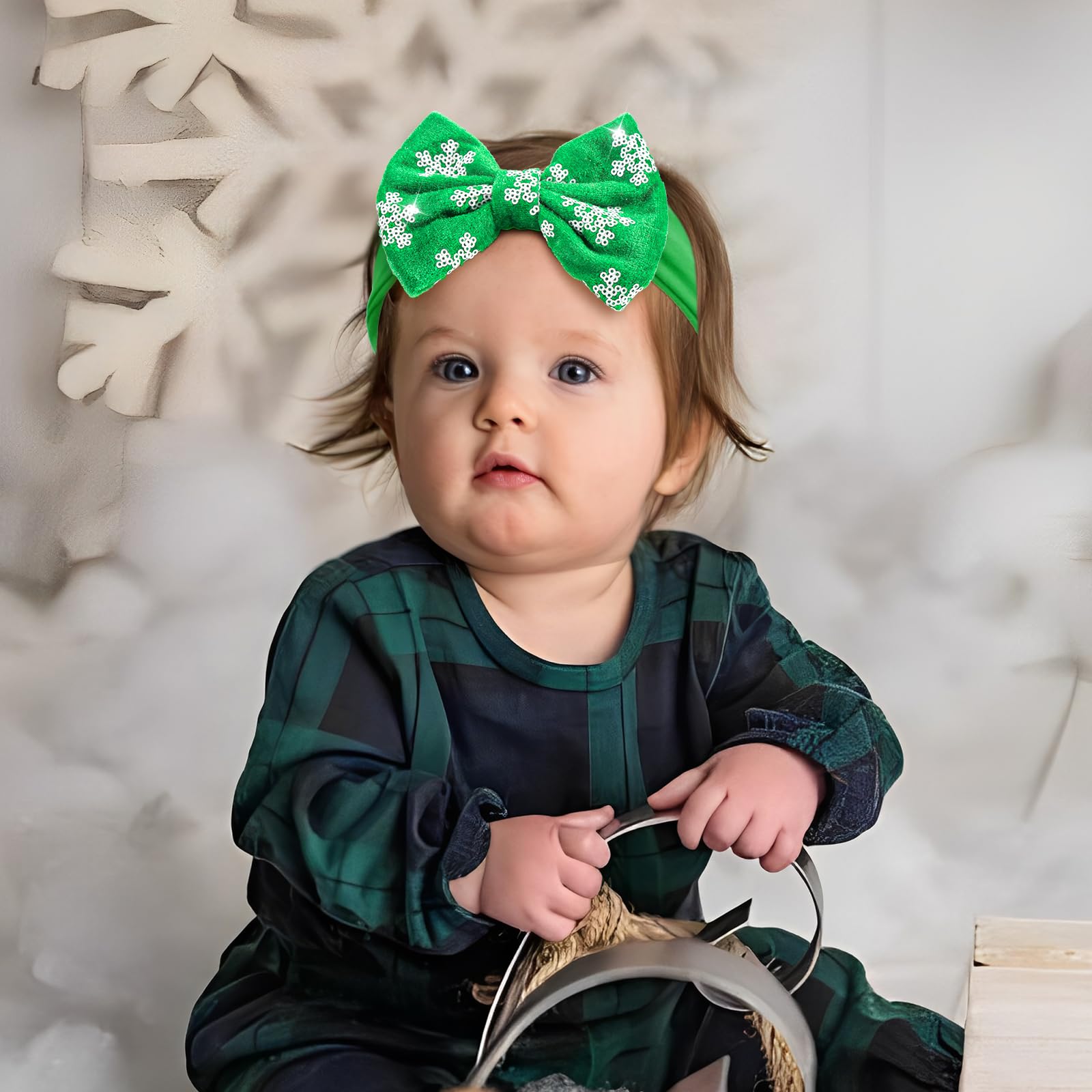 ONENINEDREAM white sequin bow headband brightens winter ensembles