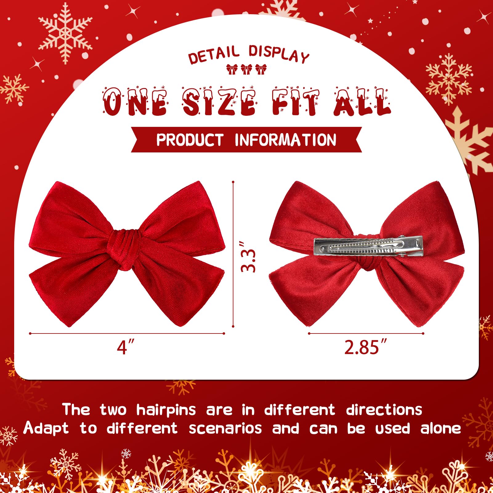 ONENINEDREAM kids party bow clip in vivid red for festive looks