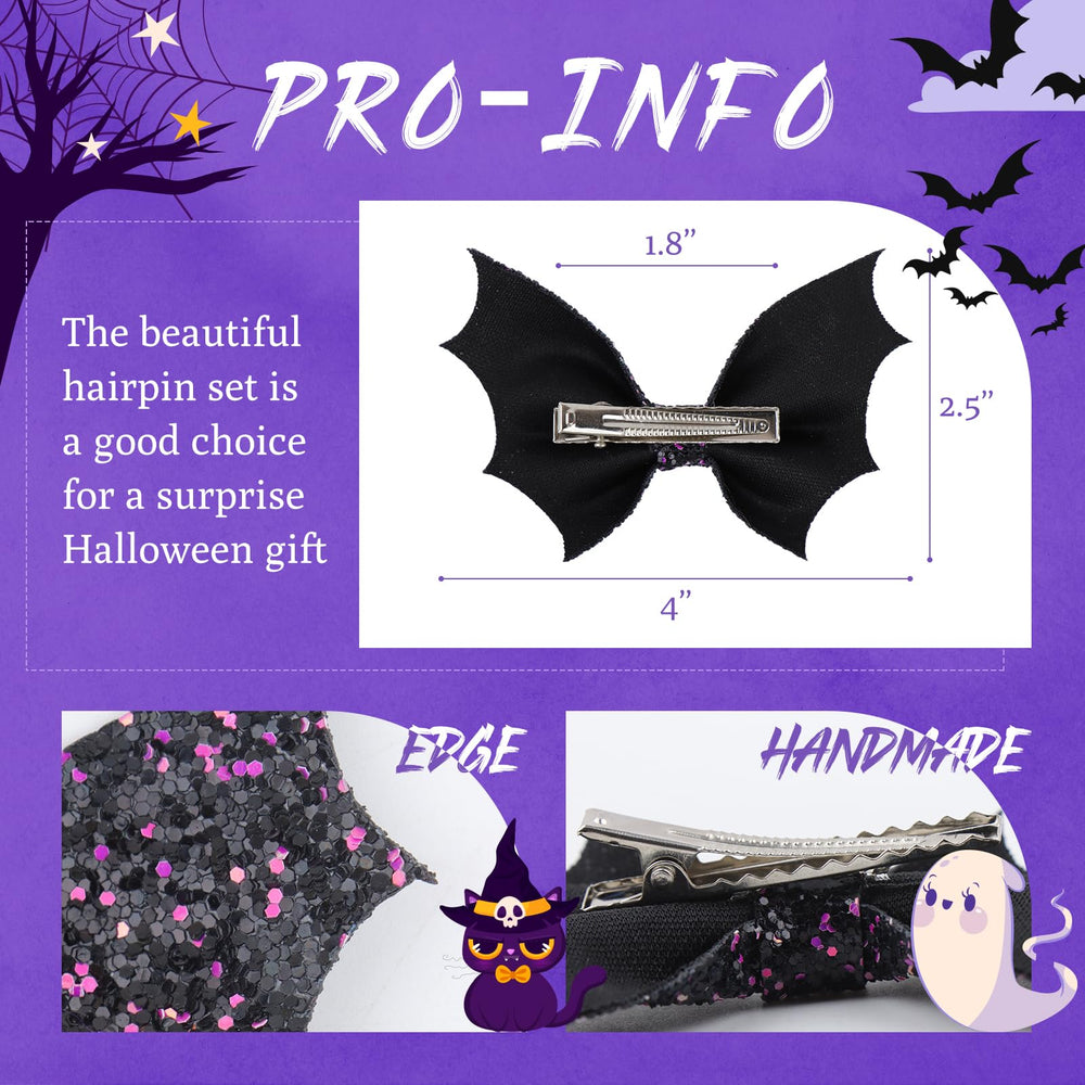 ONENINEDREAM Handmade bat bow clip with durable alligator clip in place