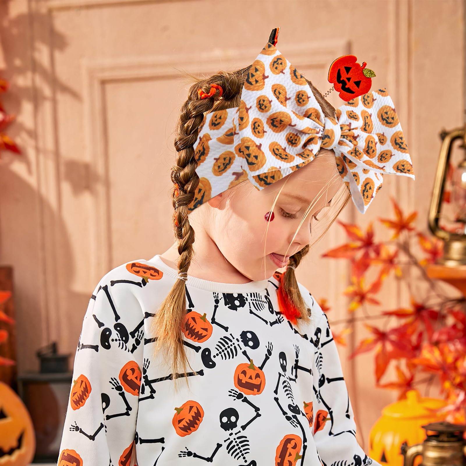 ONENINEDREAM Thanksgiving headband with turkey-pattern bow adds playful charm to family photos