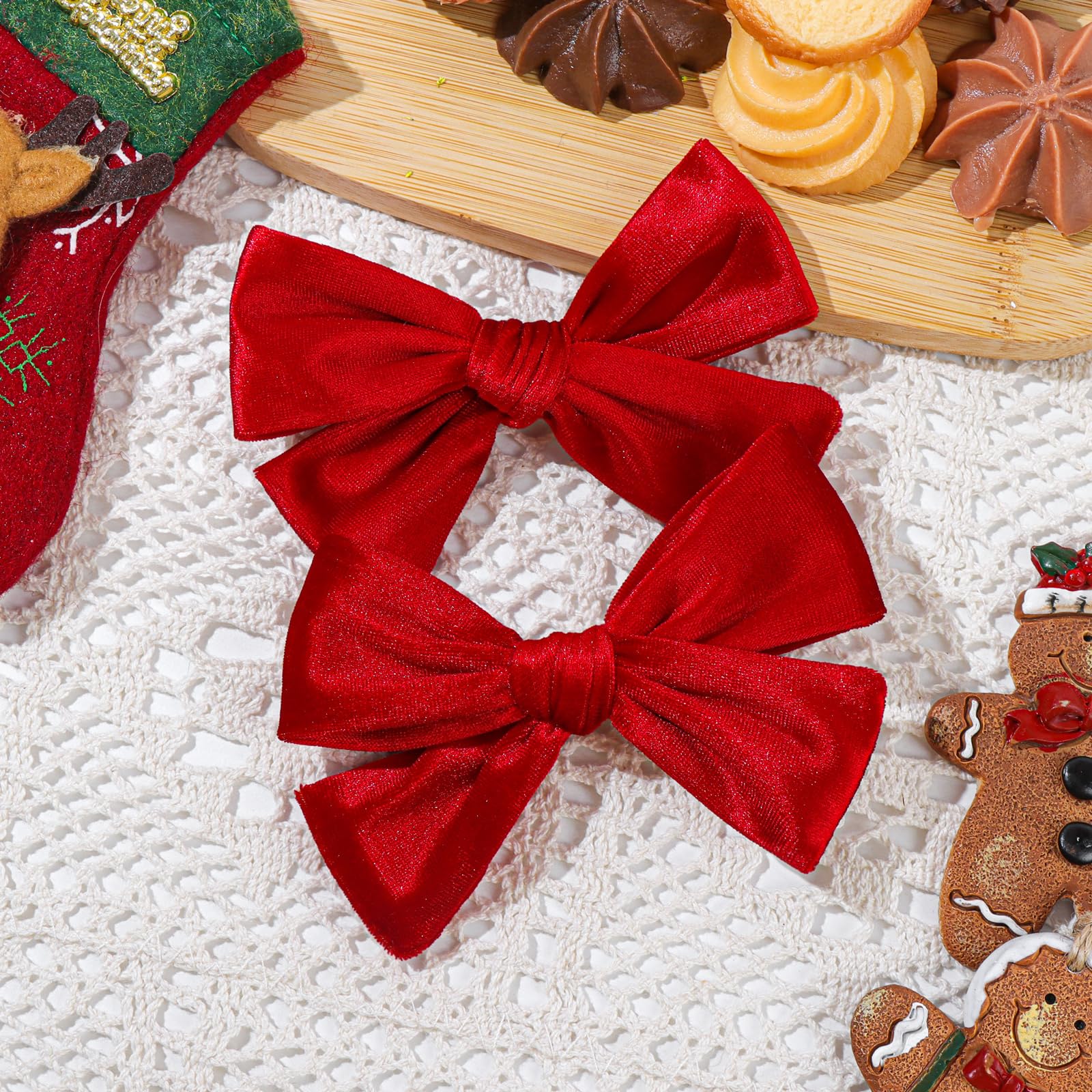 ONENINEDREAM toddler bow clip in red with gentle grip for fine hair