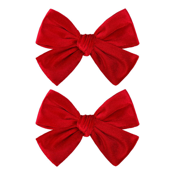 ONENINEDREAM velvet red hair bow clip, secure alligator grip for everyday or party hairstyles