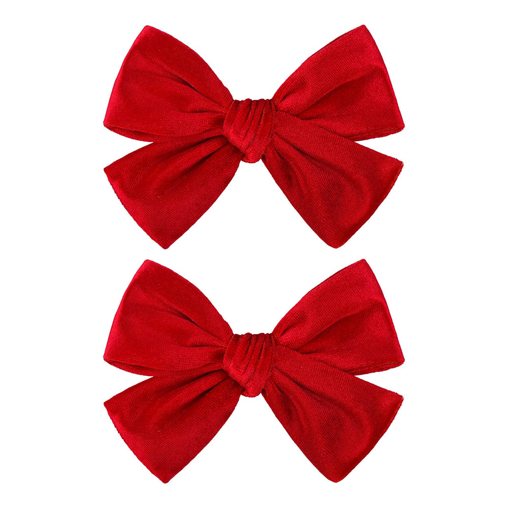 ONENINEDREAM velvet red hair bow clip, secure alligator grip for everyday or party hairstyles