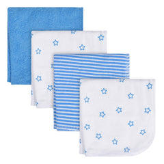 Onesies Brand Gerber washcloths with stars, soft cotton terry for gentle baby cleansing and easy care after baths.