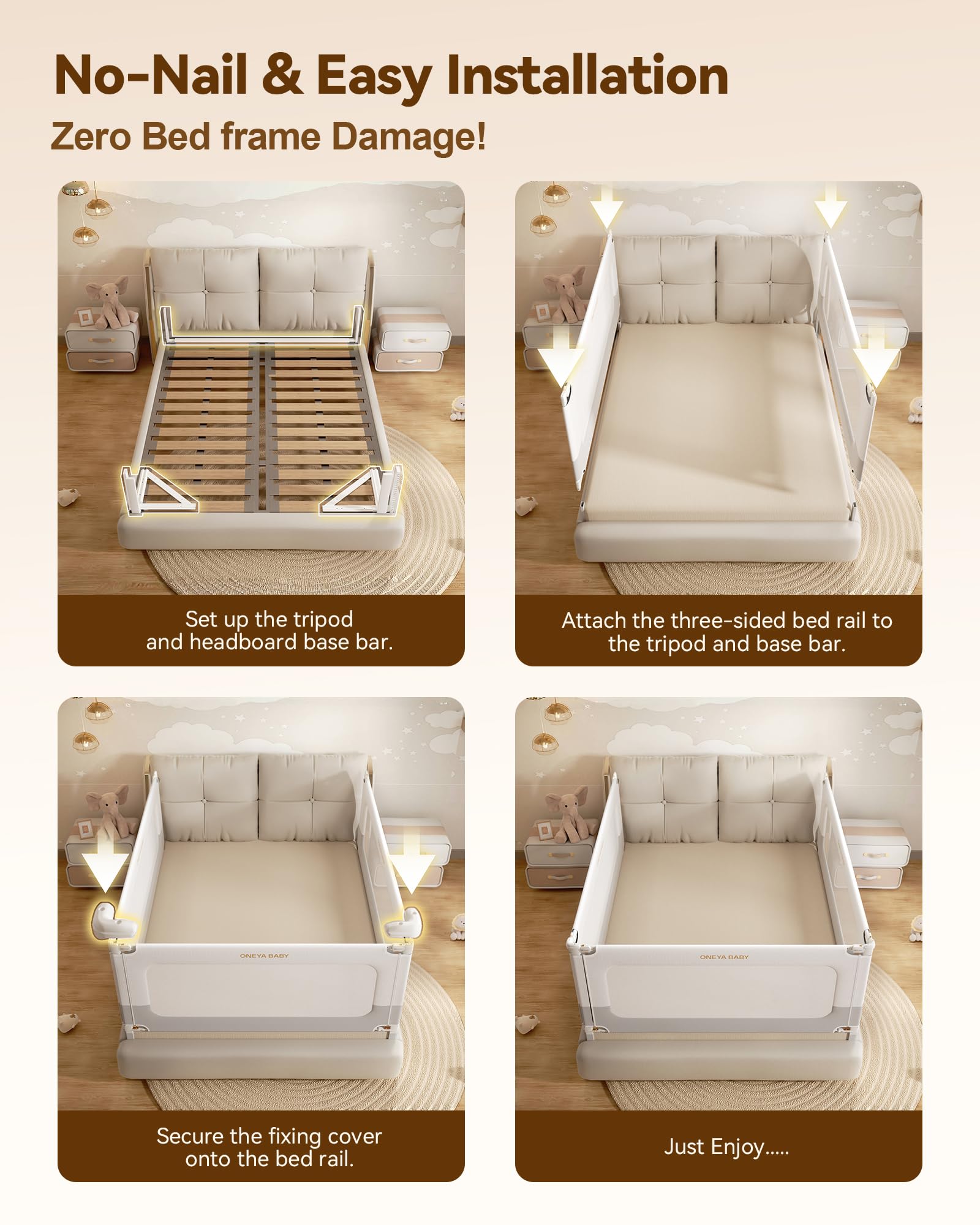 ONEYA BABY dual-locks prevent accidental openings for safer bedtime