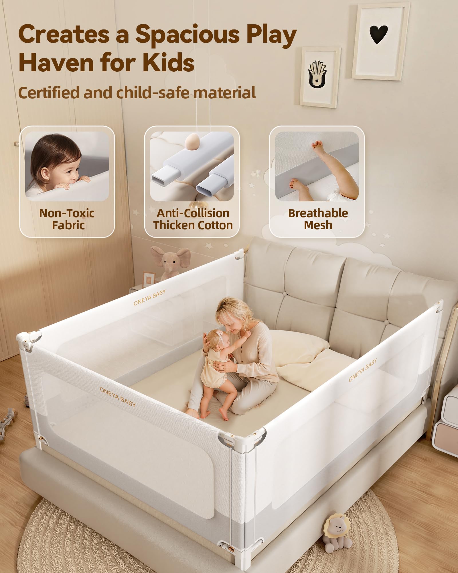 ONEYA BABY compatible with king, queen, and full bed sizes
