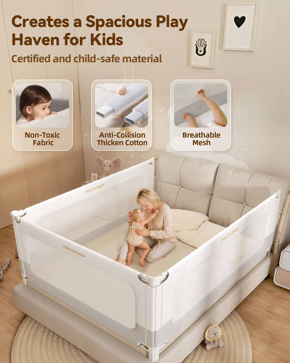 ONEYA BABY compatible with king, queen, and full bed sizes