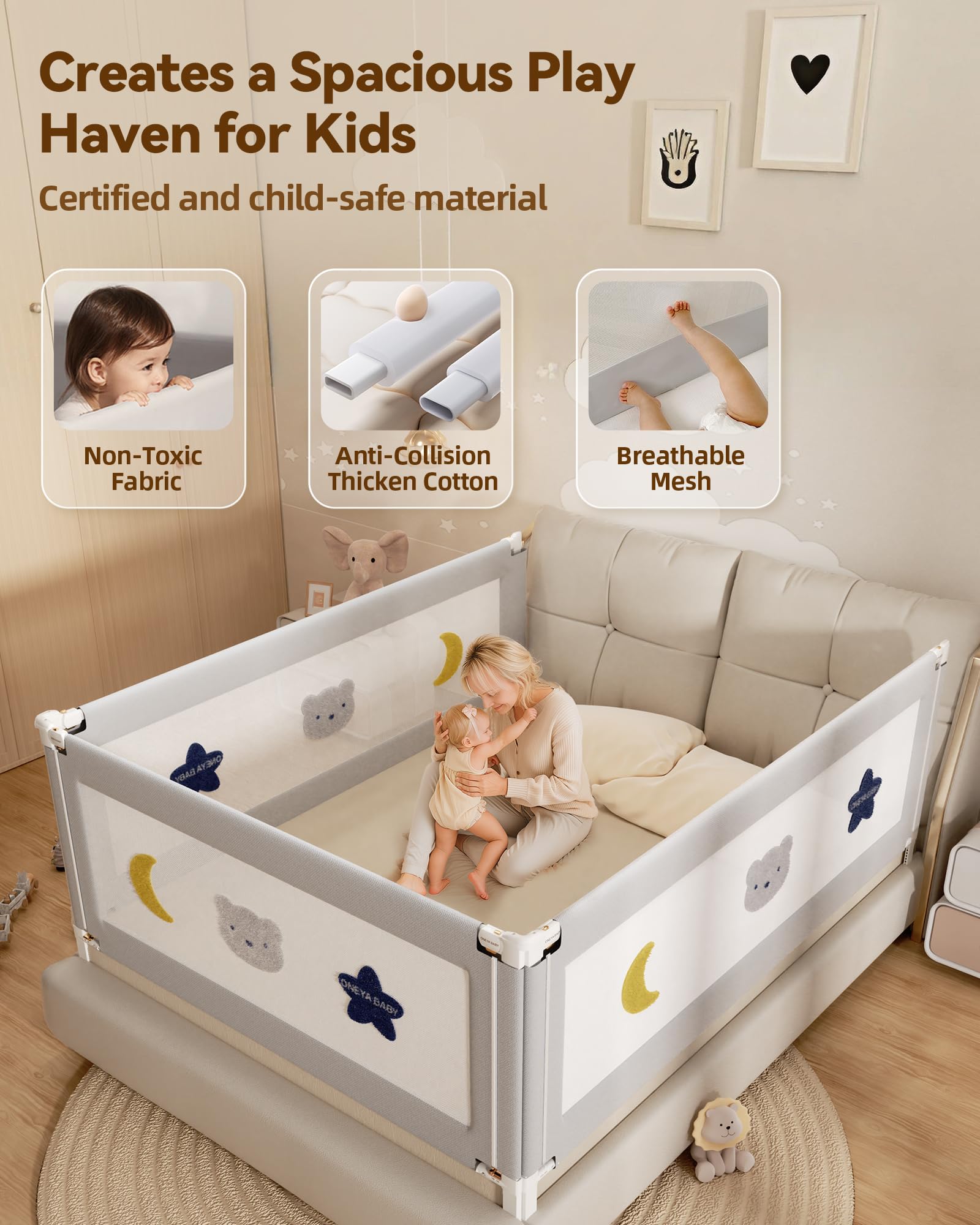 ONEYA BABY carbon steel tubes provide sturdy, wobble-free support.