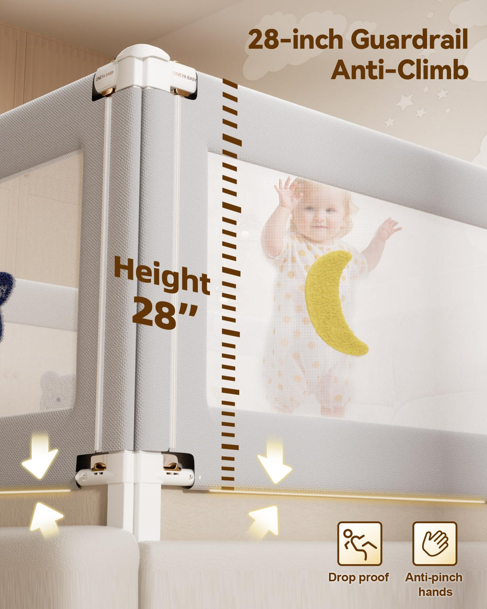 ONEYA BABY easy-installation rail with clear guidance for quick setup.