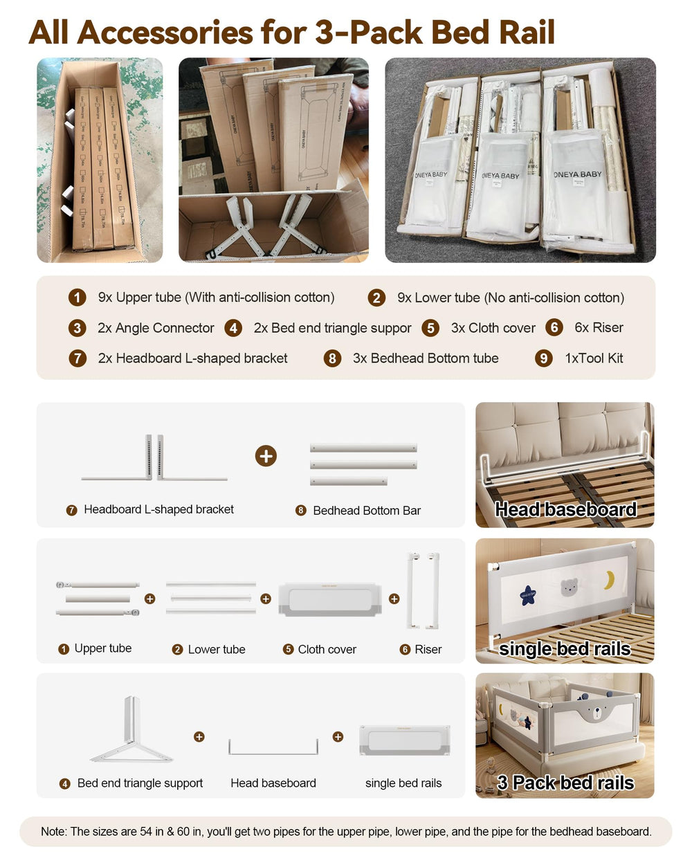 ONEYA BABY grey bear design bed rail adds friendly charm while keeping kids secure.