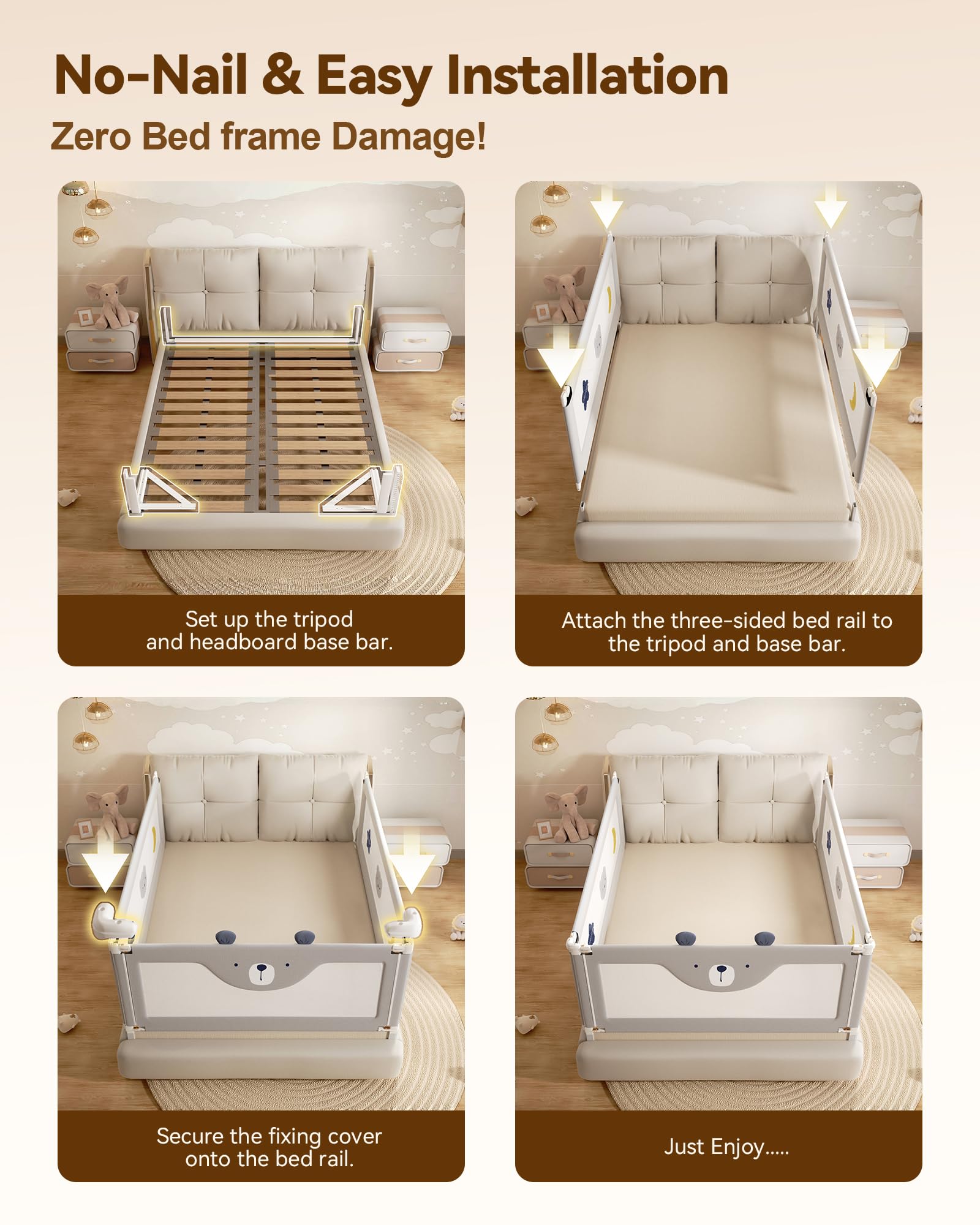 Oneya Baby rails feature a dual-lock system to prevent openings.