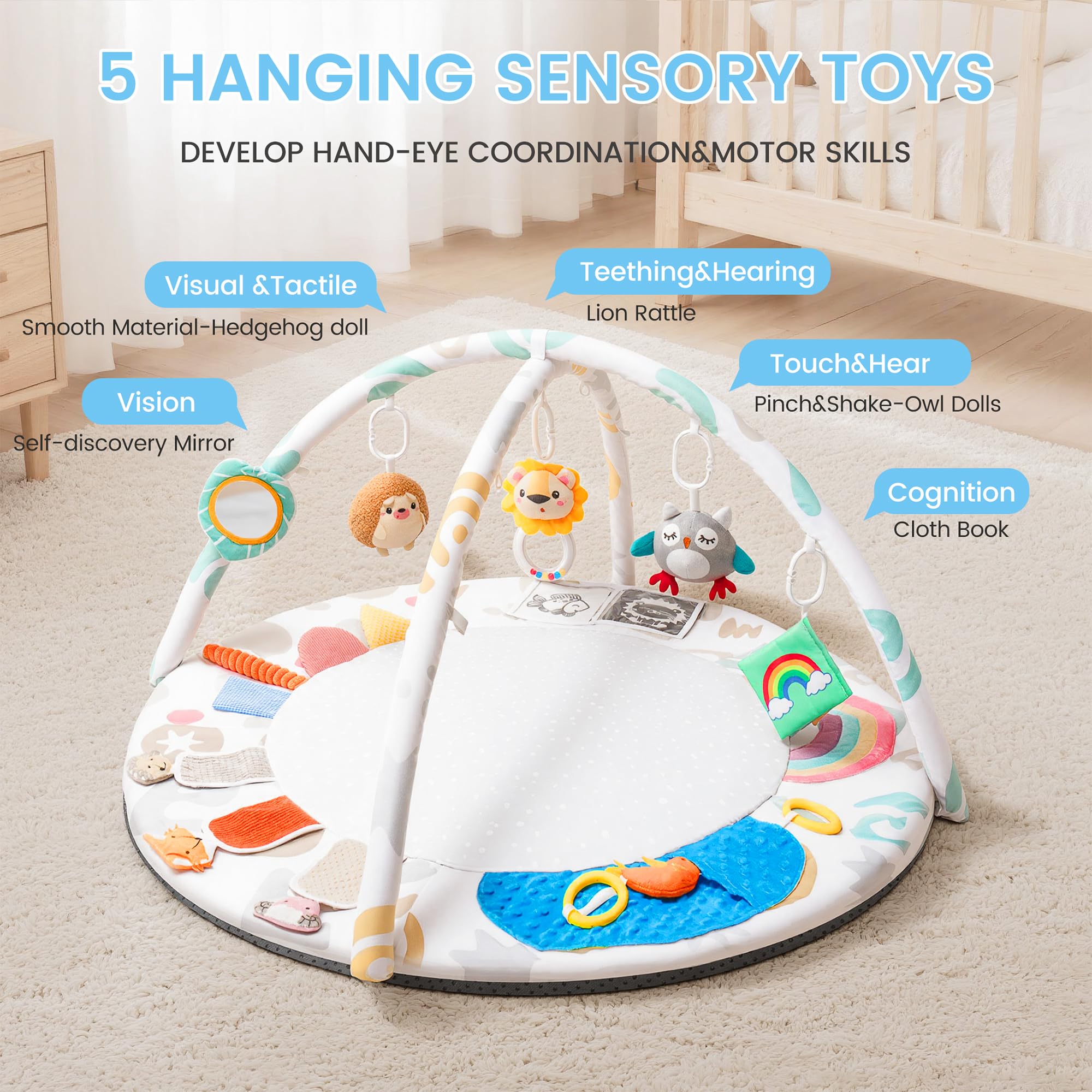 Oneyus non-slip base ensures stable play on hardwood or carpet.
