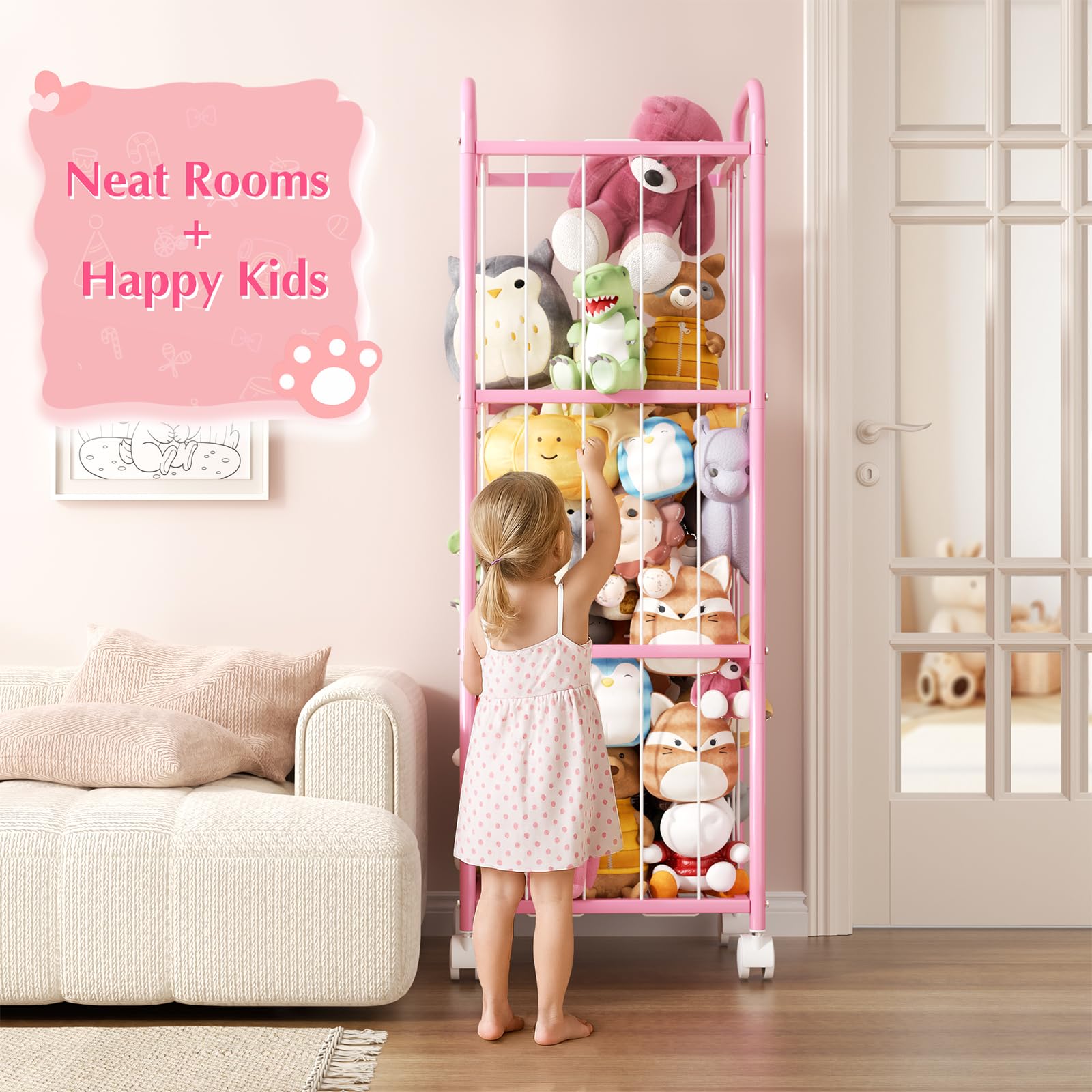 Oneyus Zoo Cage mesh sides help kids find toys independently.
