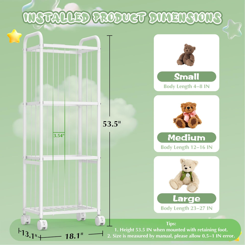 Oneyus zoo organizer with 360° wheels enables easy repositioning in a playroom.