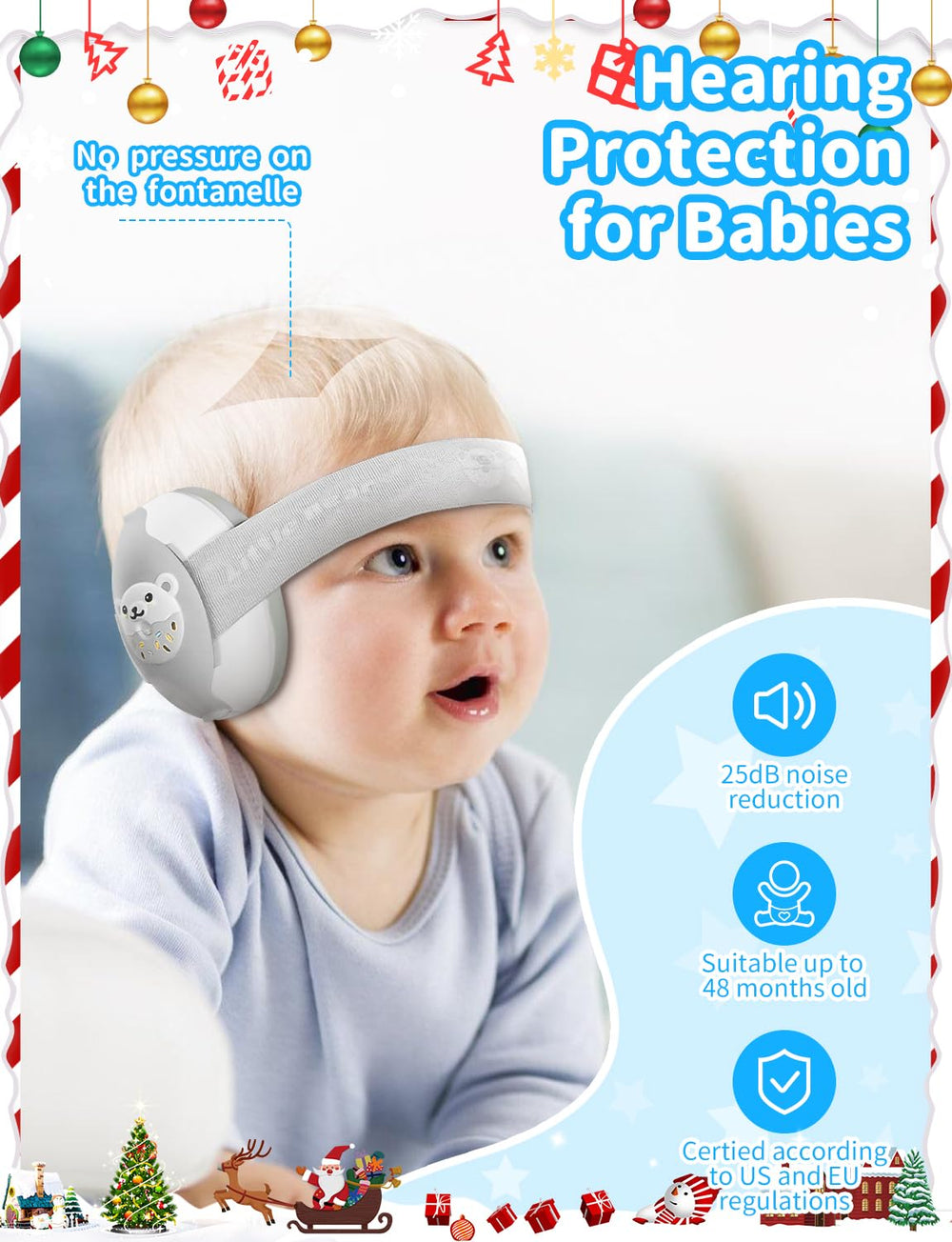 ONITOON baby ear muffs adjustable headband fits growing babies.