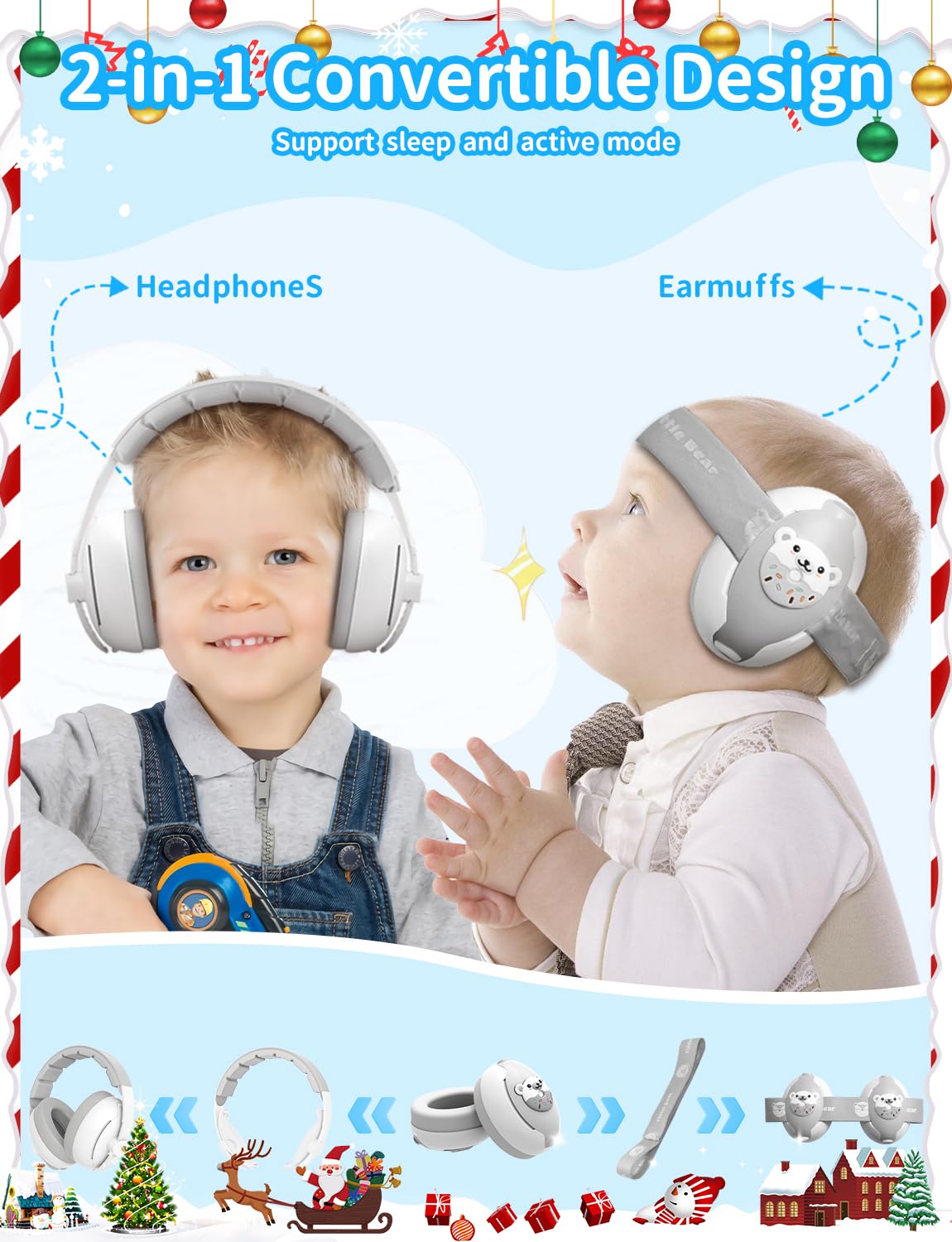 ONITOON soft PU leather cushions protect baby's ears.