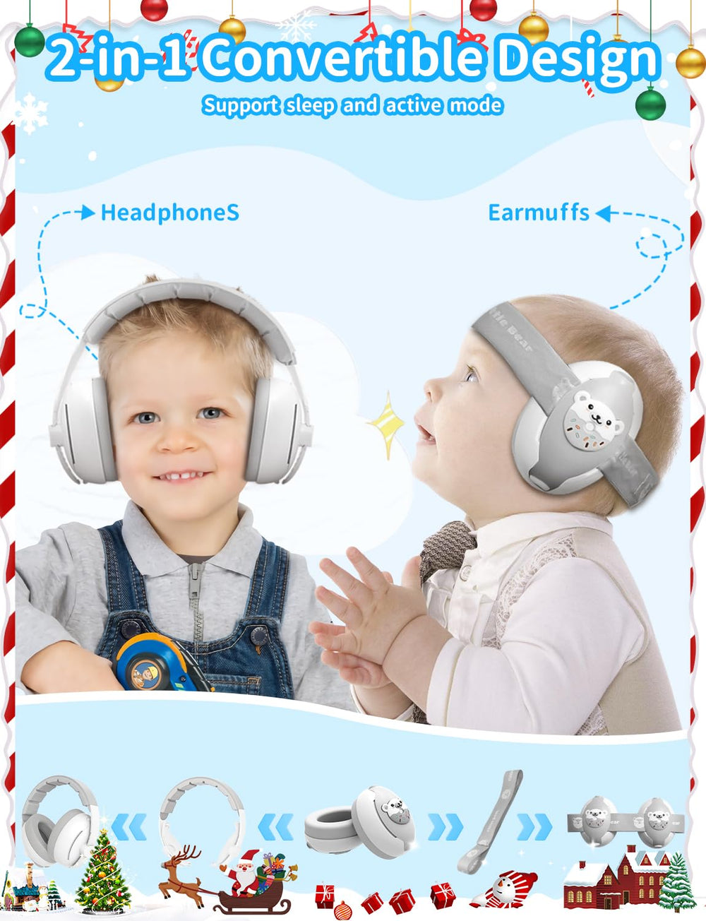 ONITOON soft PU leather cushions protect baby's ears.