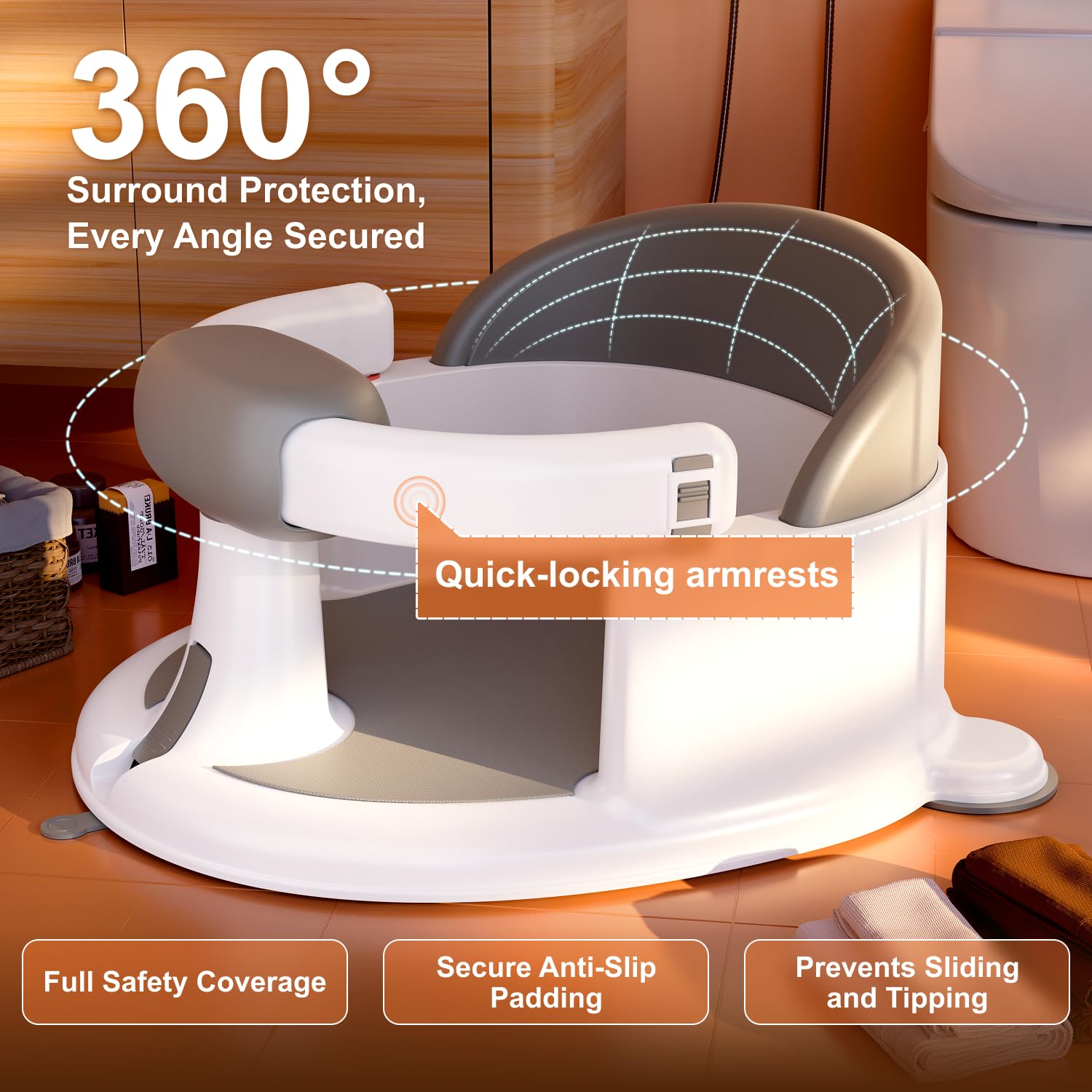 ONTHEWEI soft cushion minimizes friction to keep baby comfortable during baths