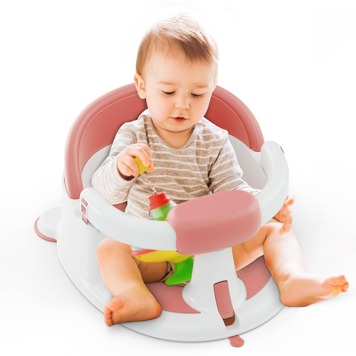 Onthewei baby bath seat with three suction cups for stable adhesion.