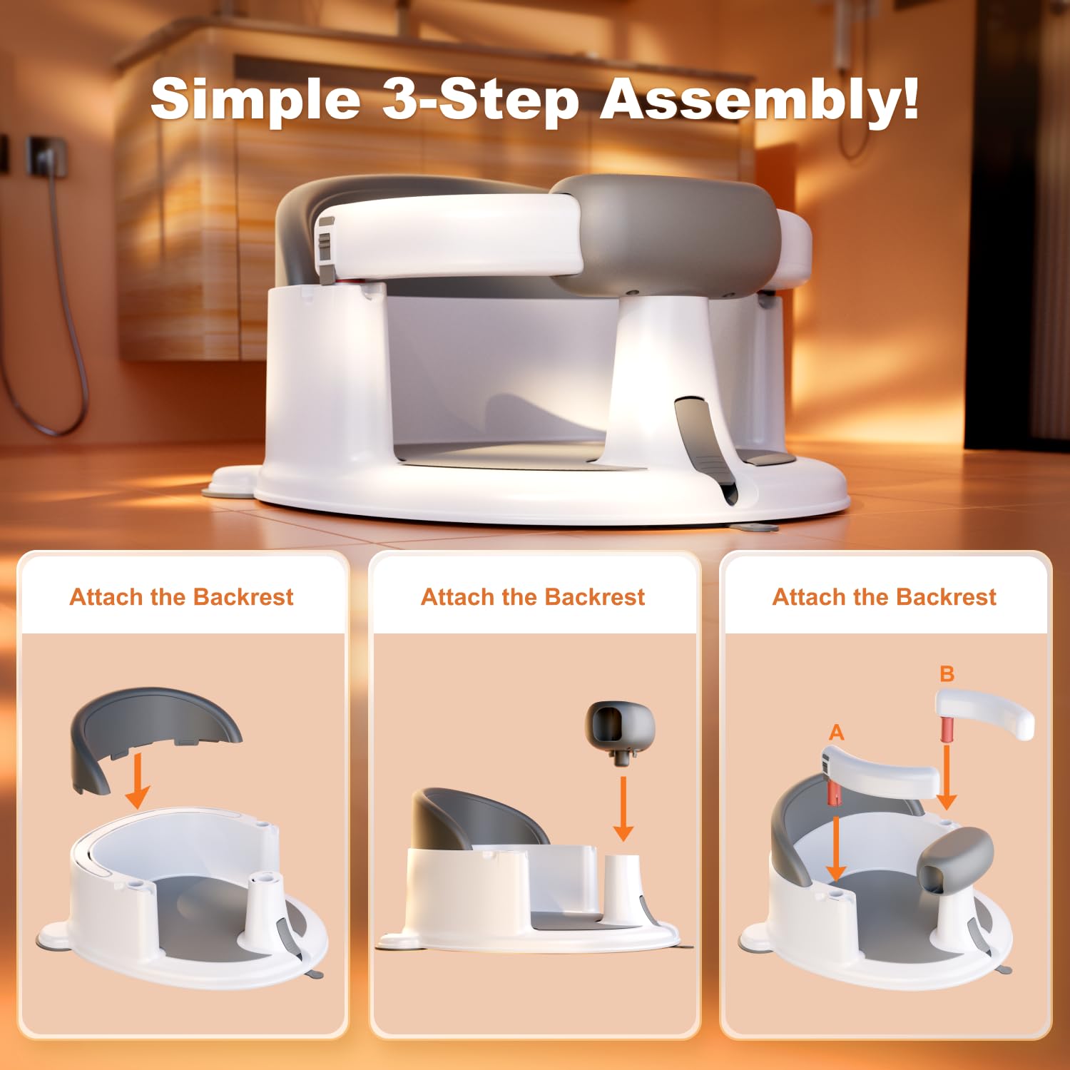 ONTHEWEI bath seat is easy to wipe clean and maintain.