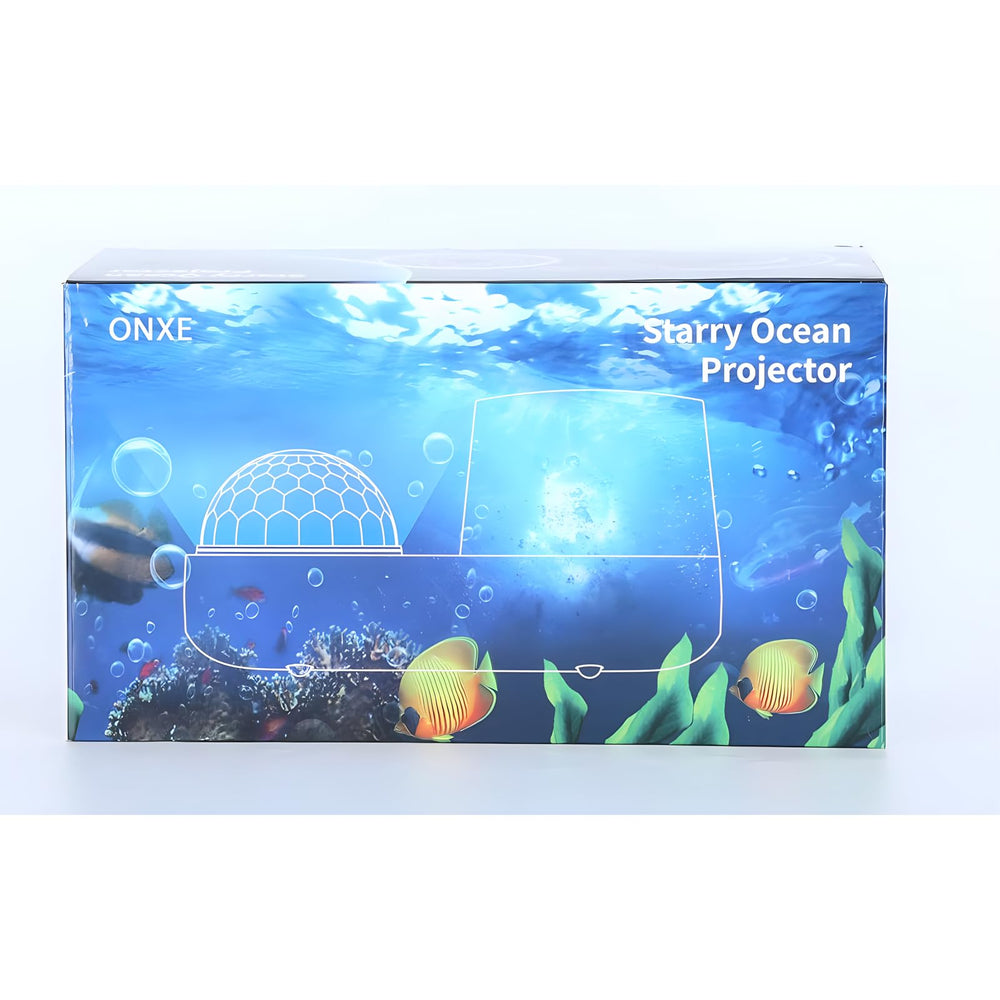 ONXE bedroom projection enhances ceiling ambience with soothing light.