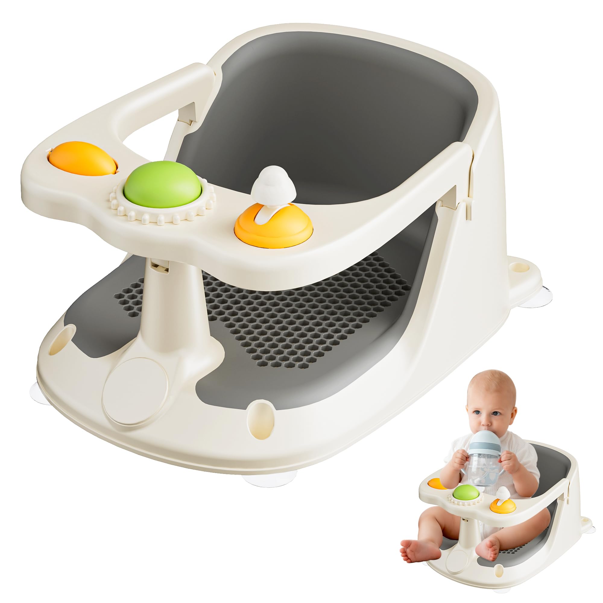 ONXLL baby bath seat backrest supports safe sitting on smooth surfaces