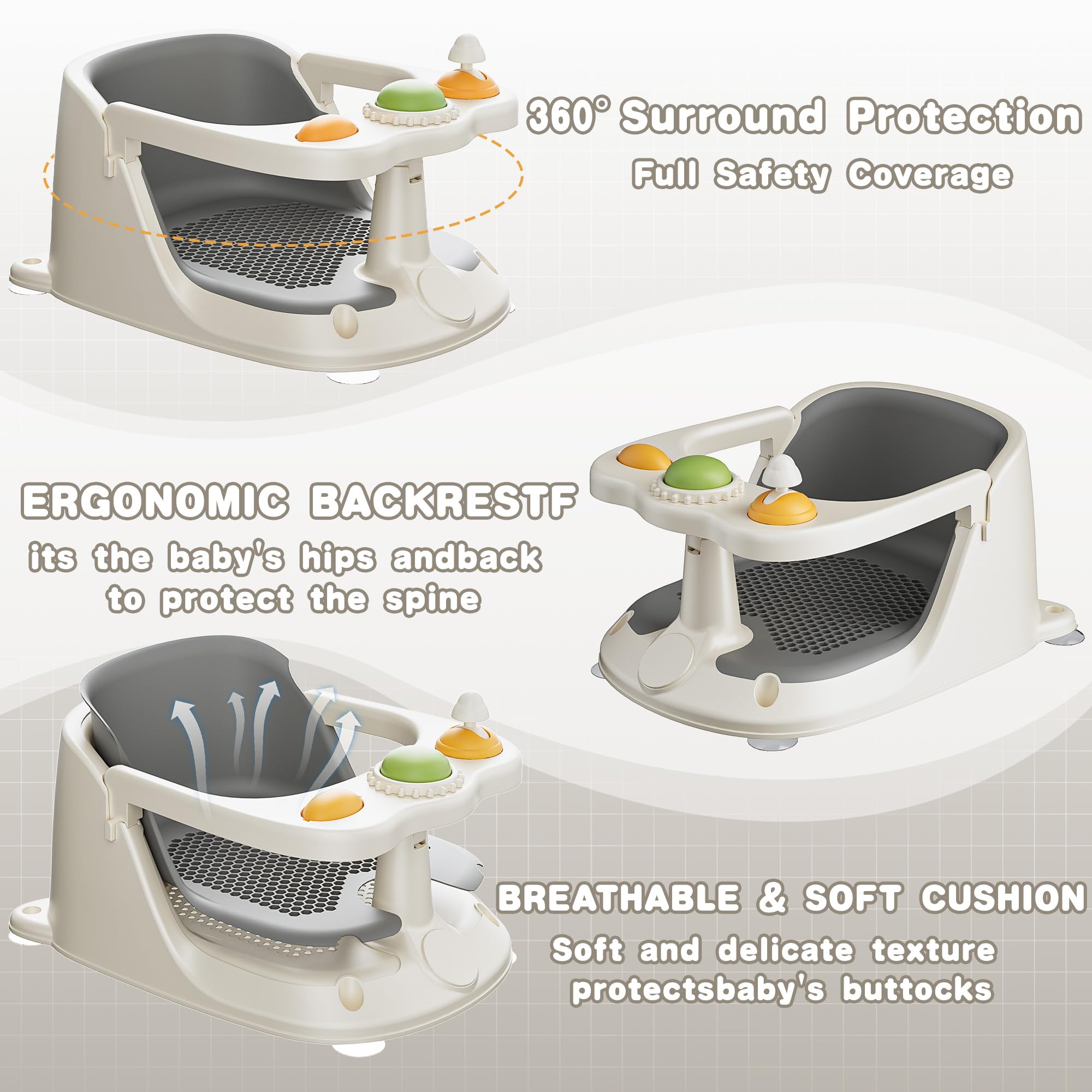 ONXLL baby bath seat front play tray engages baby during bath time