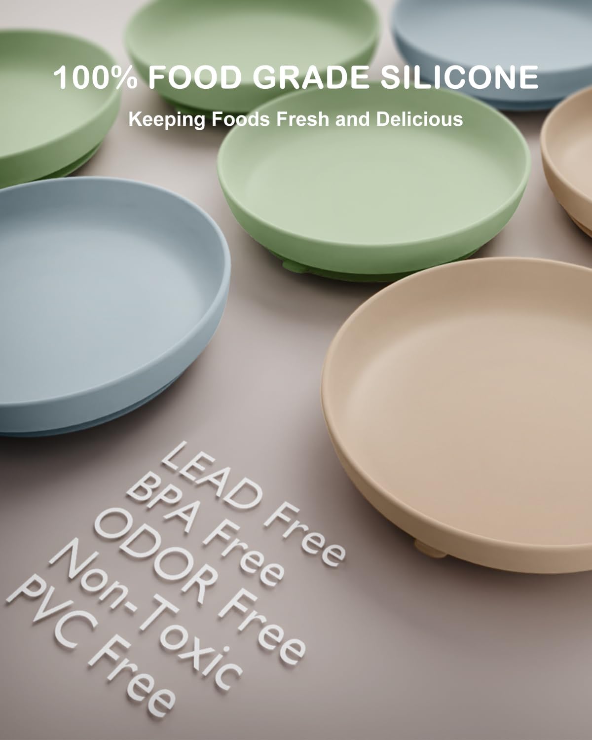 Onyucean BPA-free silicone plate stabilized on a table surface