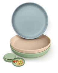 Onyucean classic silicone suction plate 3-pack showing secure placement for mess-free meals