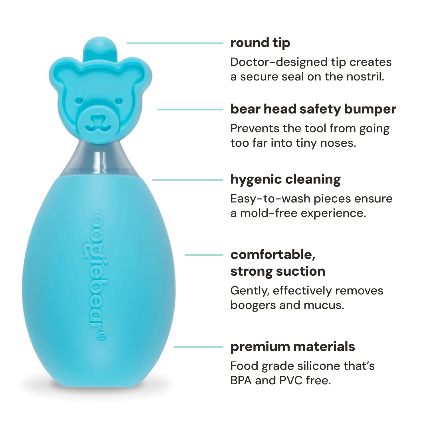 oogiebear nasal aspirator with soft tip designed for newborn comfort