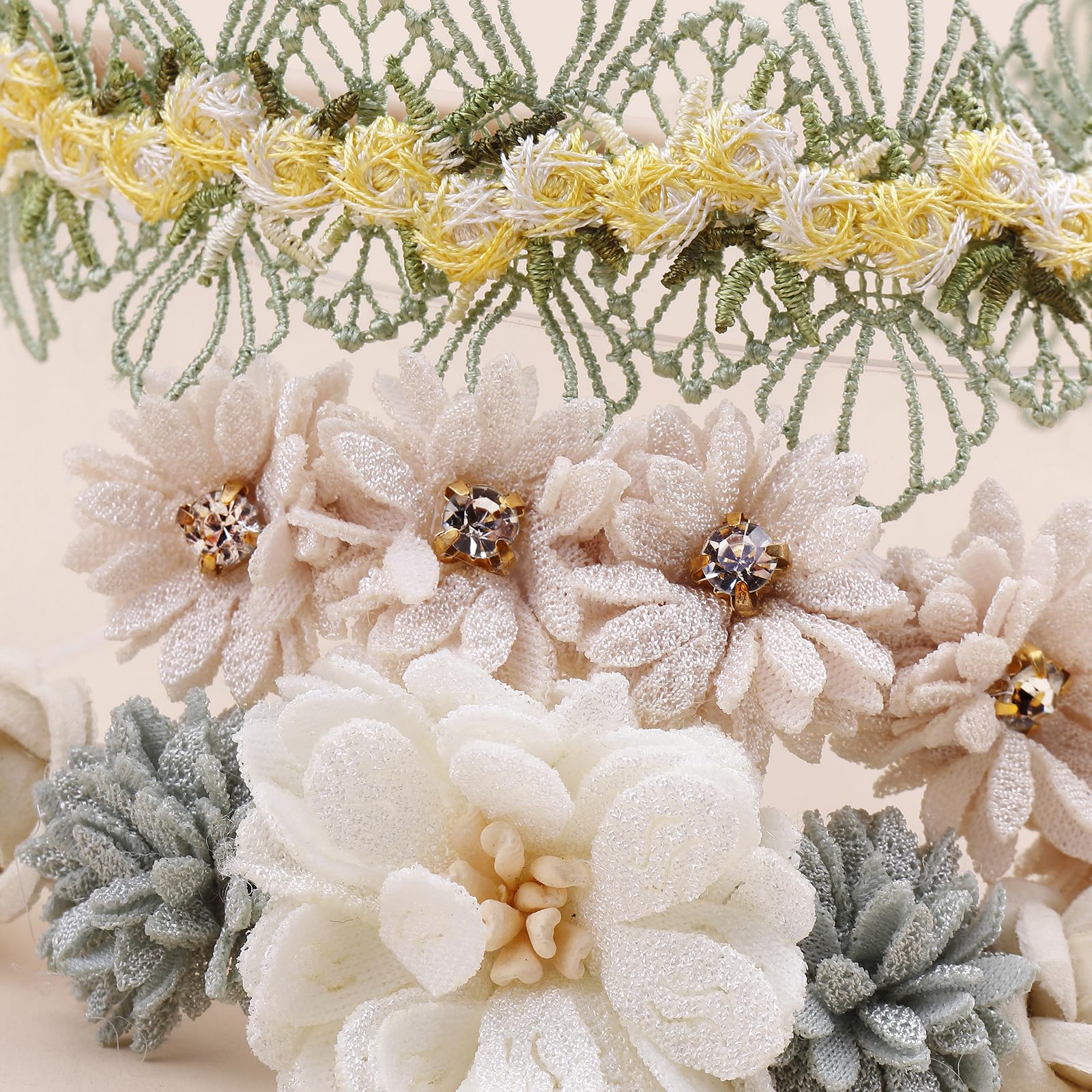 OOSAKU flower crown headbands with rhinestones and pearls for graceful dress-up.