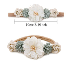 OOSAKU newborn headbands close-up highlighting soft nylon stretch and gentle feel.