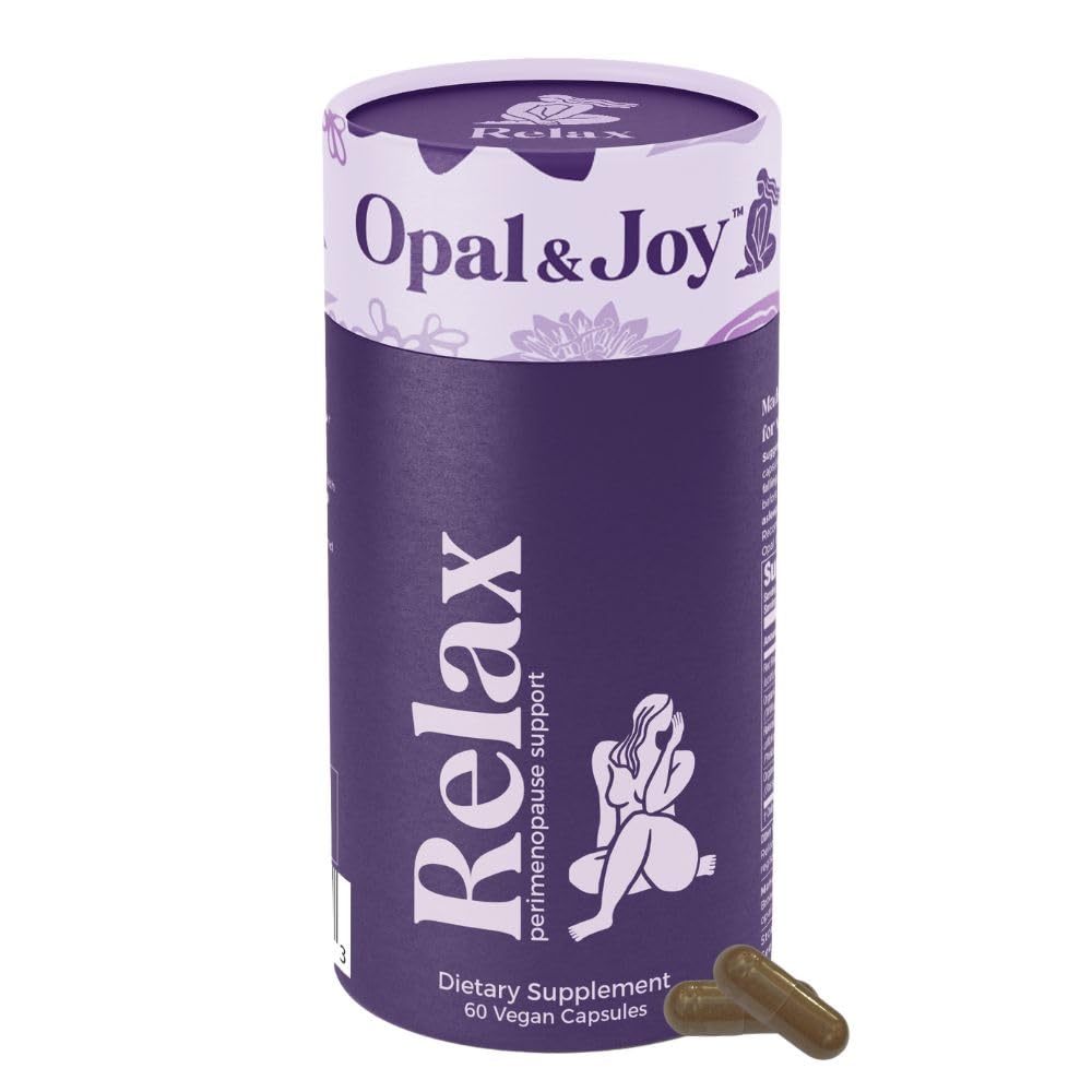 Opal & Joy Relax bottle showing premium perimenopause sleep support.