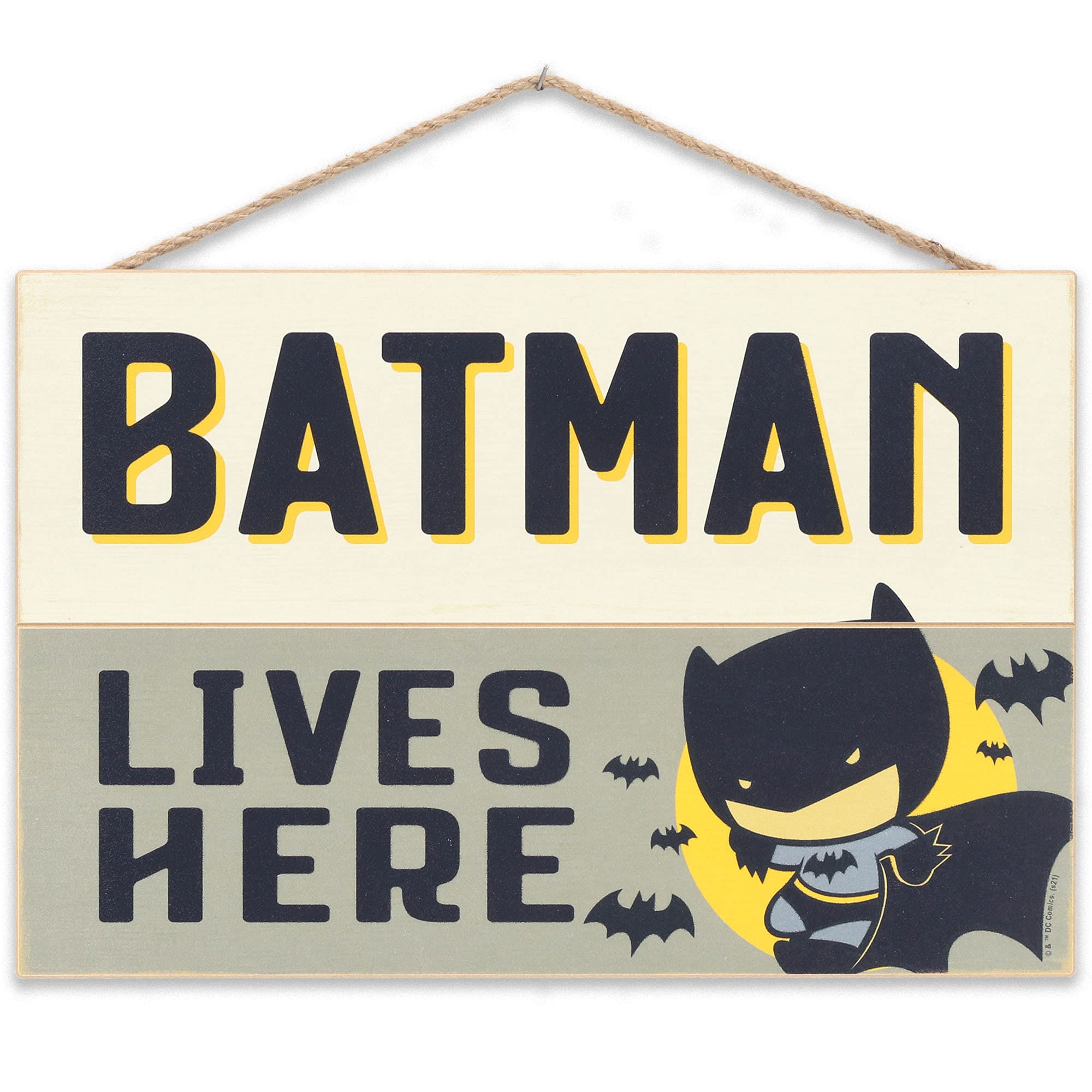 Open Road Brands Batman sign front view, ideal for a playful kids’ room wall decor