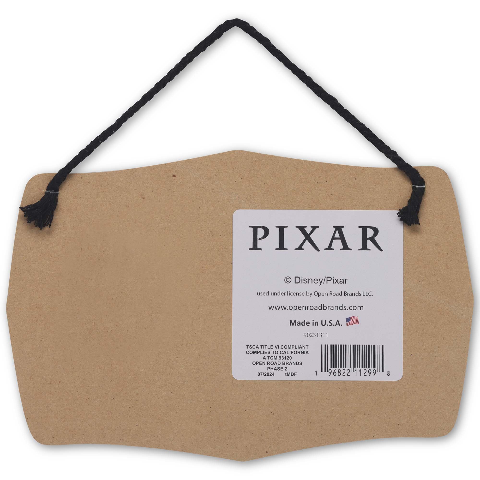 MDF material and rope hanger for lightweight, easy wall display