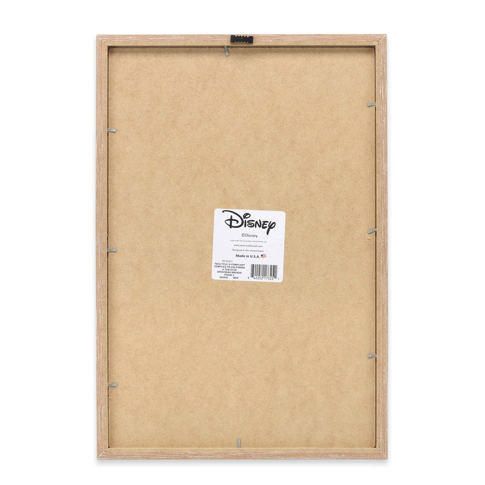 Open Road Brands framed wood wall art Dumbo emphasizes warm, natural tone for nursery styling