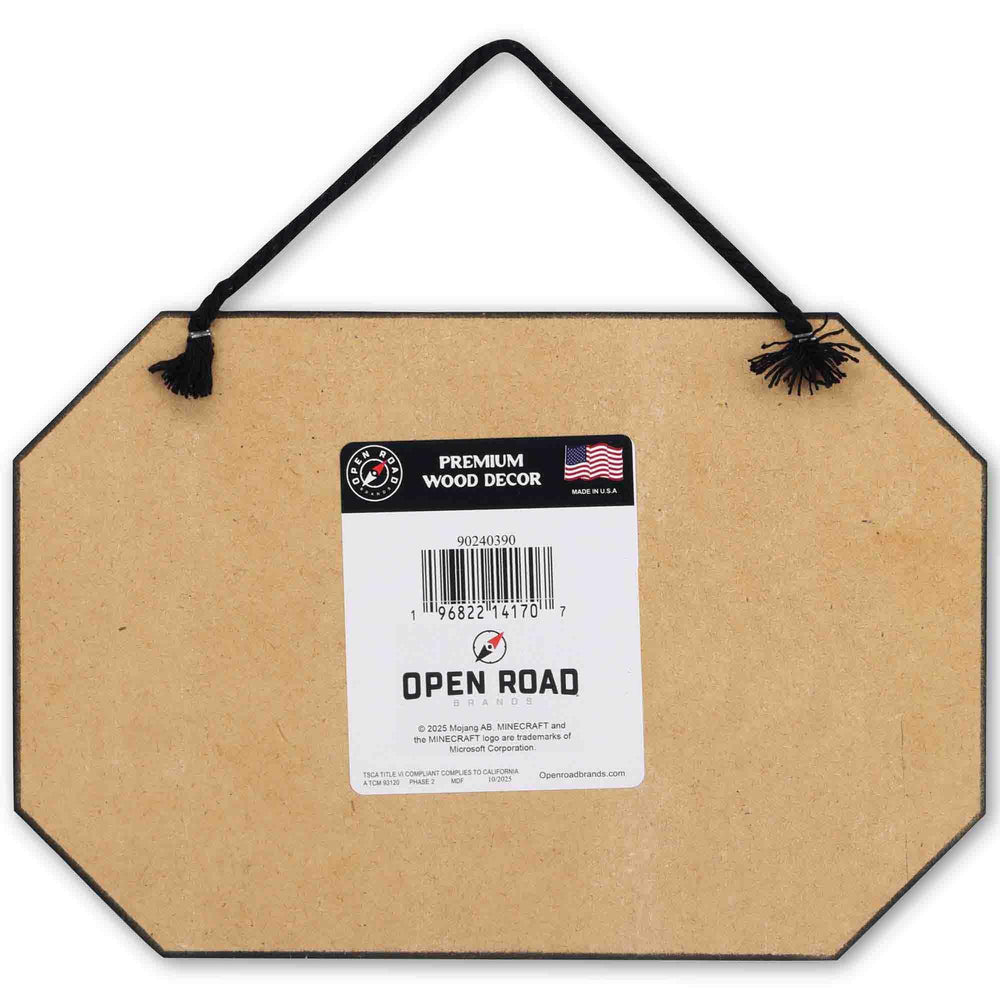 Open Road Brands Minecraft Tis the Season sign close-up, vivid pixel art on durable wood.