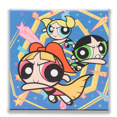 Open Road Brands Powerpuff Girls trio canvas wall art brightens a bedroom wall
